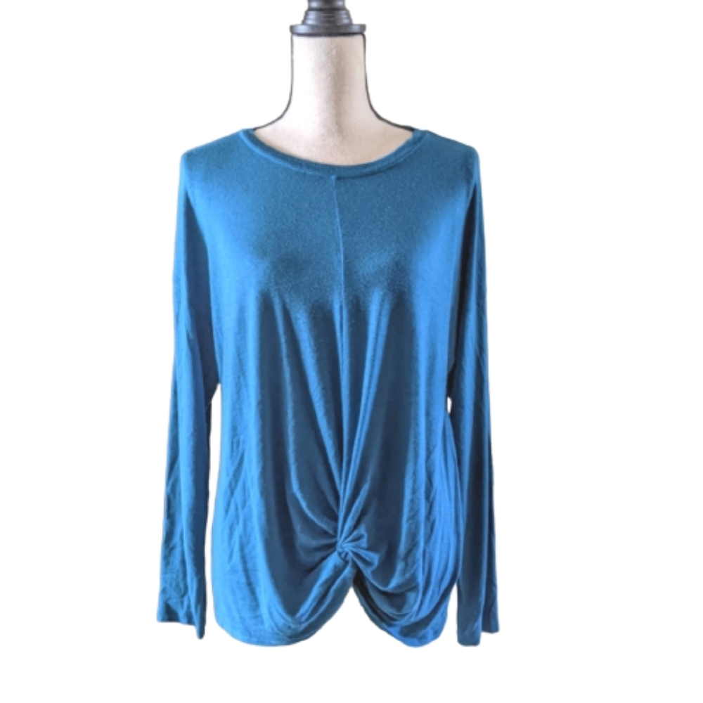 🌟 Lou & Grey for Loft Teal Long Sleeve Cozy Soft Stretchy Blouse Size Medium